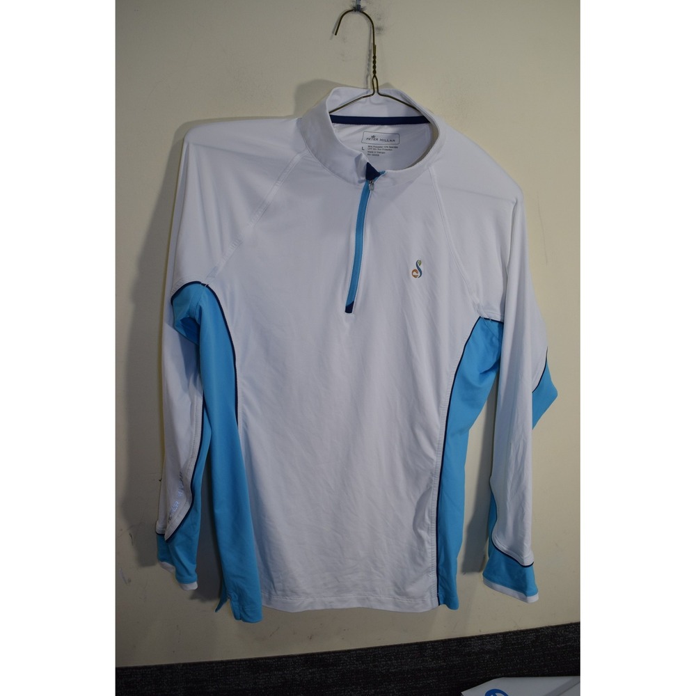 Peter Millar STREAMSONG Golf Resort FL 1/4 Zip Long Sleeve Shirt WOMENS L White